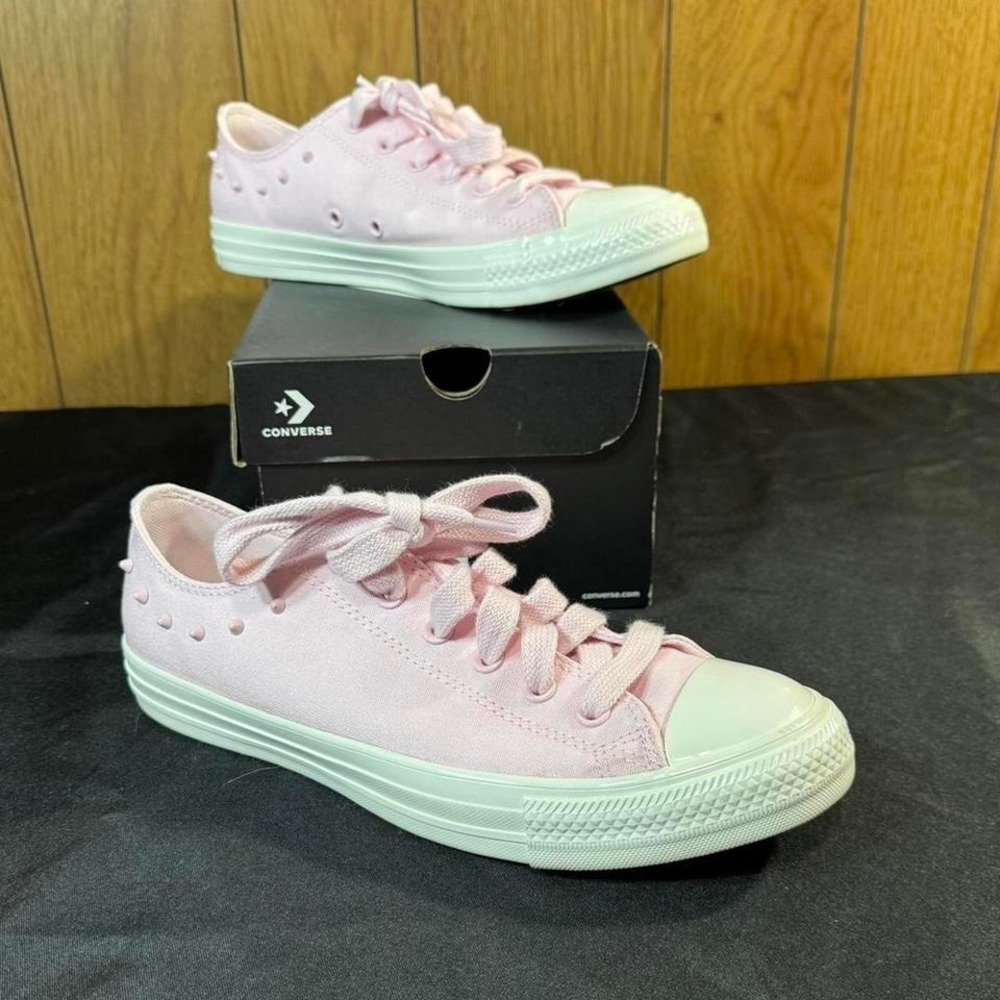 Pink Converse All‎ Star Low Top trainers with pink studs Size 10 Womens NEW